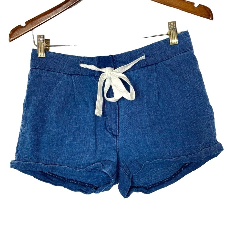 Wilfred Blue Linen Blend Drawstring Shorts - Size 0